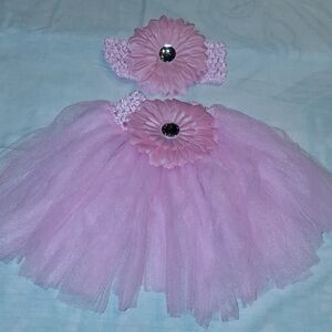 Pink Tulle Baby Dress with Headband
